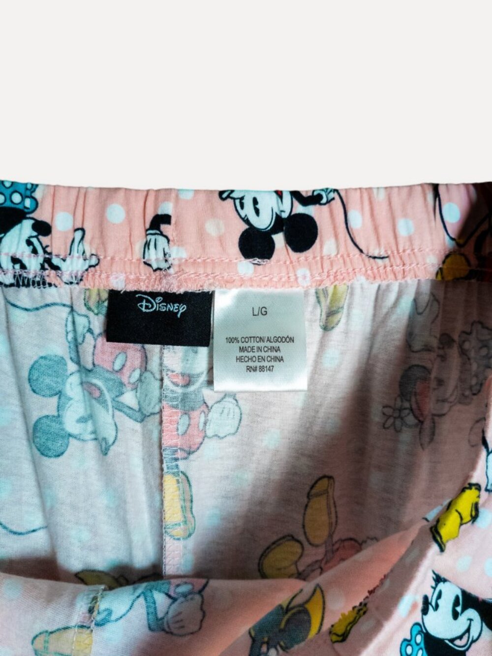 Disney Mickey Minnie Mouse Polka Dot Pajama Pants Pink Large NWT - Picture 10 of 10
